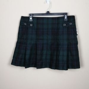Gap green plaid pleated mini skirt